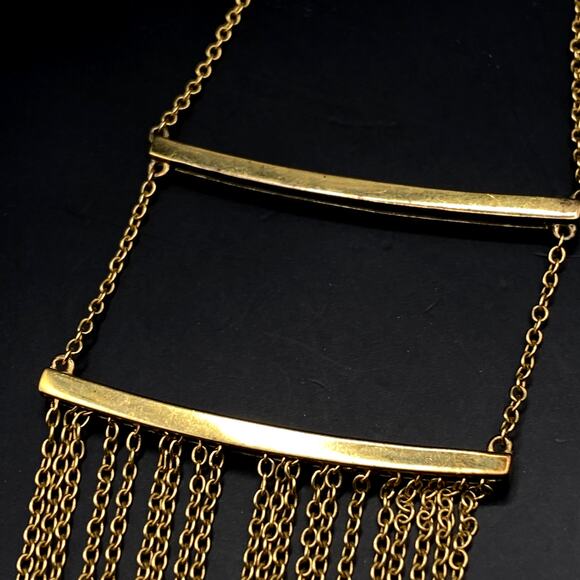 Elizabeth & James Ollie Vago Fringe Necklace 24k Gold Plated MSRP $348 NWOT - Picture 7 of 10
